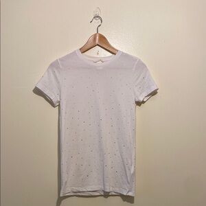H&M White Short Sleeve Crewneck Tee with Subtle Dot Detail
